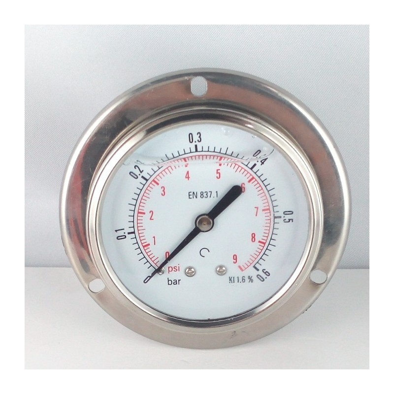0,6 Bar glycerine filled pressure gauge flanged diameter dn 63mm