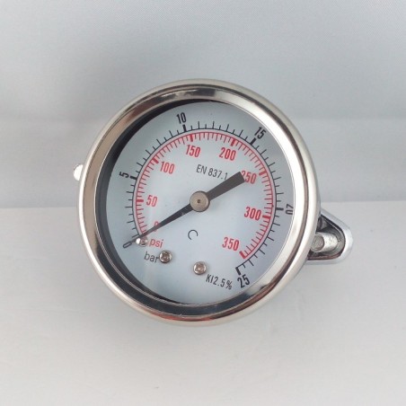 Dry pressure gauge 25 Bar diameter dn 50mm u-clamp