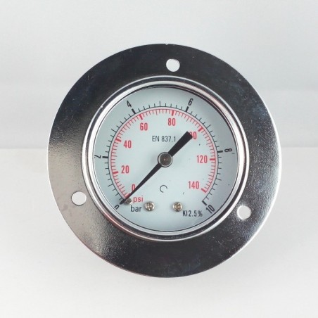 Dry pressure gauge 10 Bar diameter dn 50mm front flange