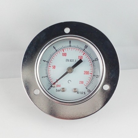 Dry pressure gauge 16 Bar diameter dn 50mm front flange