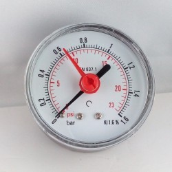 Dry pressure gauge 1,6 Bar diameter dn 63mm back