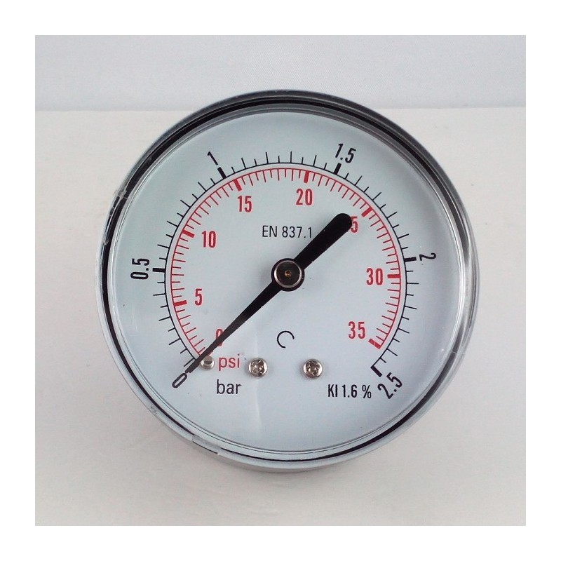 Dry pressure gauge 2,5 Bar diameter dn 63mm back Dry pressure gauge 2,5 Bar diameter dn 63mm back