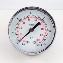 Dry pressure gauge 12 Bar diameter dn 63mm back