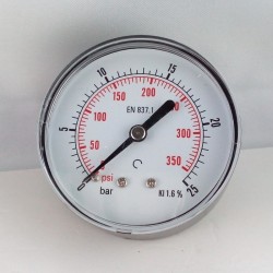 Dry pressure gauge 25 Bar diameter dn 63mm back