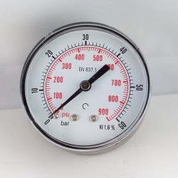 Dry pressure gauge 60 Bar diameter dn 63mm back