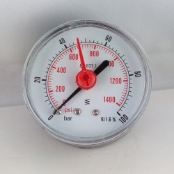 Dry pressure gauge 100 Bar diameter dn 63mm back