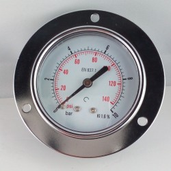 Dry pressure gauge 10 Bar diameter dn 63mm front flange