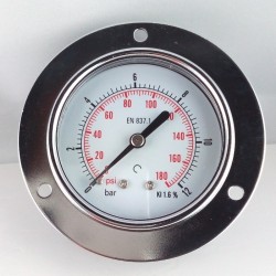 Dry pressure gauge 12 Bar diameter dn 63mm front flange