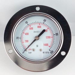 Dry pressure gauge 100 Bar diameter dn 63mm front flange