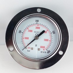Dry pressure gauge 400 Bar diameter dn 63mm front flange
