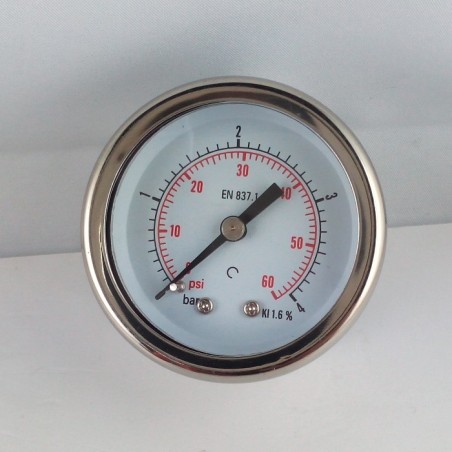 Glycerine filled pressure gauge 4 Bar diameter dn 50mm back