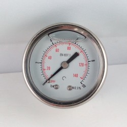 Glycerine filled pressure gauge 10 Bar diameter dn 50mm back