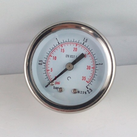 Glycerine filled pressure gauge 2,5 Bar diameter dn 50mm back