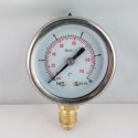 Glycerine filled pressure gauge 10 Bar diameter dn 50mm bottom