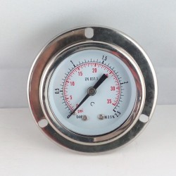 Glycerine filled pressure gauge 2,5 Bar flange dn 50mm back