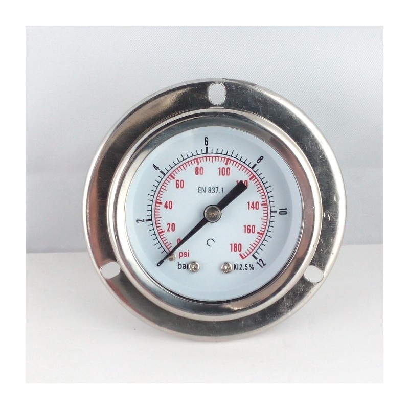 Glycerine filled pressure gauge 12 Bar flange dn 50mm back Glycerine filled pressure gauge 12 Bar flange dn 50mm back