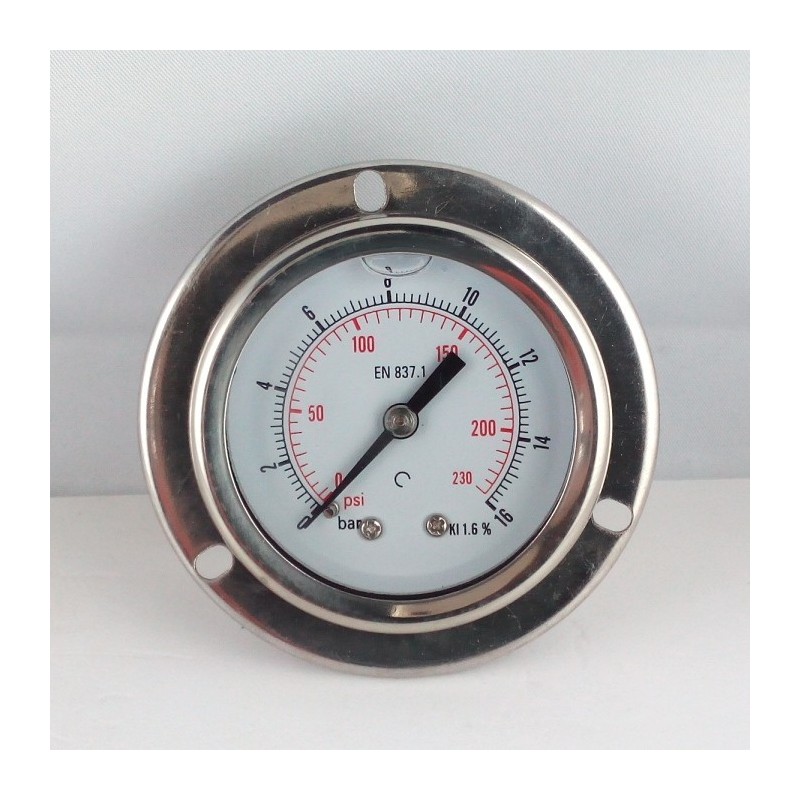 Glycerine filled pressure gauge 16 Bar flange dn 50mm back Glycerine filled pressure gauge 16 Bar flange dn 50mm back