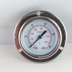 Glycerine filled pressure gauge 100 Bar flange dn 50mm back