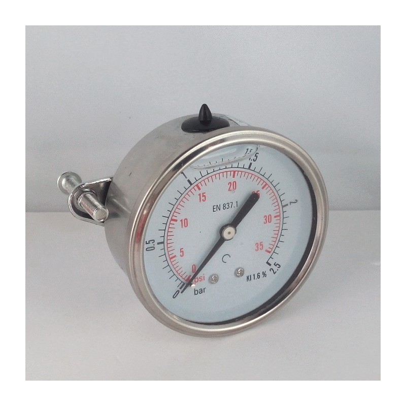 Glycerine filled pressure gauge 2,5 Bar diameter dn 50mm u-clamp