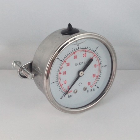 Glycerine filled pressure gauge 6 Bar diameter dn 50mm u-clamp