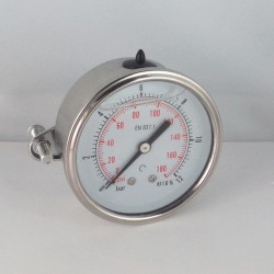 Glycerine filled pressure gauge 12 Bar diameter dn 50mm u-clamp