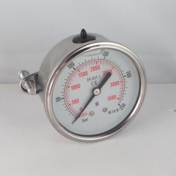 Glycerine filled pressure gauge 250 Bar diameter dn 50mm u-clamp