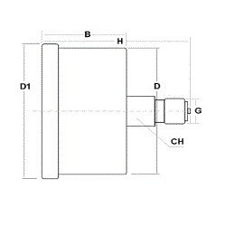 Glycerine filled pressure gauge 1 Bar diameter dn 40mm back
