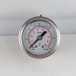 Glycerine filled pressure gauge 6 Bar diameter dn 40mm back