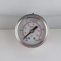 Glycerine filled pressure gauge 10 Bar diameter dn 40mm back