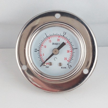 Glycerine filled pressure gauge 2,5 Bar flange diameter dn 40mm