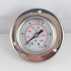Glycerine filled pressure gauge 250 Bar flange diameter dn 40mm