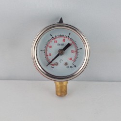 Glycerine filled pressure gauge 10 Bar diameter dn 40mm bottom
