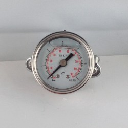 Glycerine filled pressure gauge 6 Bar diameter dn 40mm u-clamp