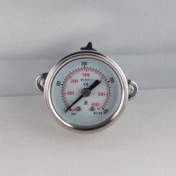 Glycerine filled pressure gauge 400 Bar diameter dn 40mm u-clamp