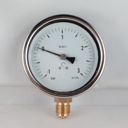 Glycerine filled compound gauge -1+3 Bar diameter dn 100mm bottom