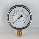 Glycerine filled pressure gauge 1 Bar diameter dn 100mm bottom
