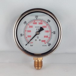 Manometro glicerina 600 Bar diametro dn 100mm radiale