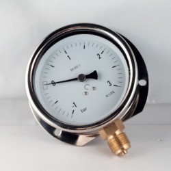 Glycerine filled compound gauge -1+3 Bar wall flange dn 100mm