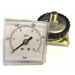 Panel pressure gauge 1 Bar 48x48mm with loking ring