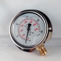 Glycerine filled pressure gauge 250 Bar wall flange dn 100mm