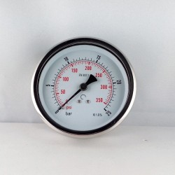 Glycerine filled pressure 25 Bar gauge diameter dn 100mm back