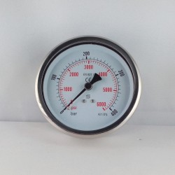 Glycerine filled pressure 400 Bar gauge diameter dn 100mm back