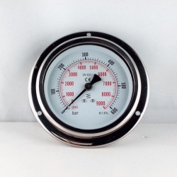 Glycerine filled pressure 600 Bar gauge diameter dn 100mm flange