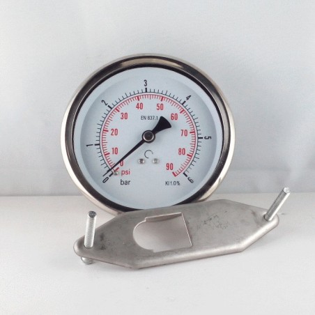Glycerine filled pressure gauge 6 Bar  diameter dn 100mm u-clamp