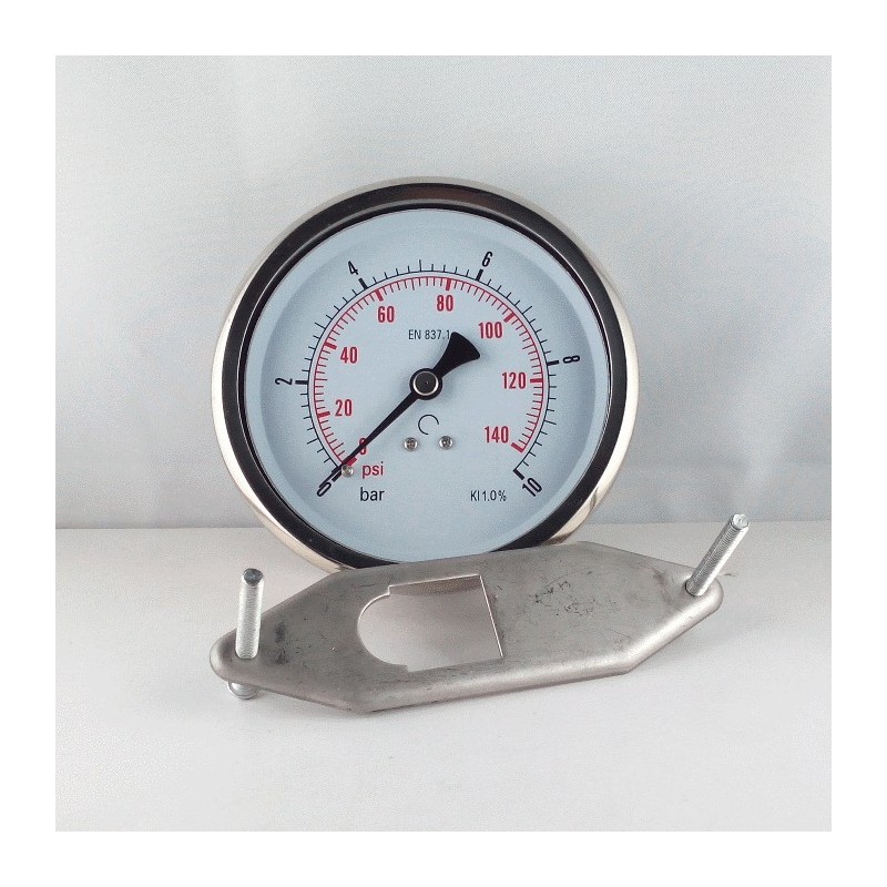 Glycerine filled pressure gauge 10 Bar diameter dn 100mm u-clamp