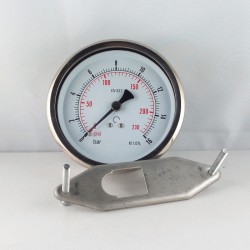 Glycerine filled pressure gauge 16 Bar  diameter dn 100mm u-clamp
