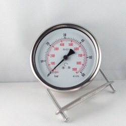 Glycerine filled pressure gauge 60 Bar  diameter dn 100mm u-clamp