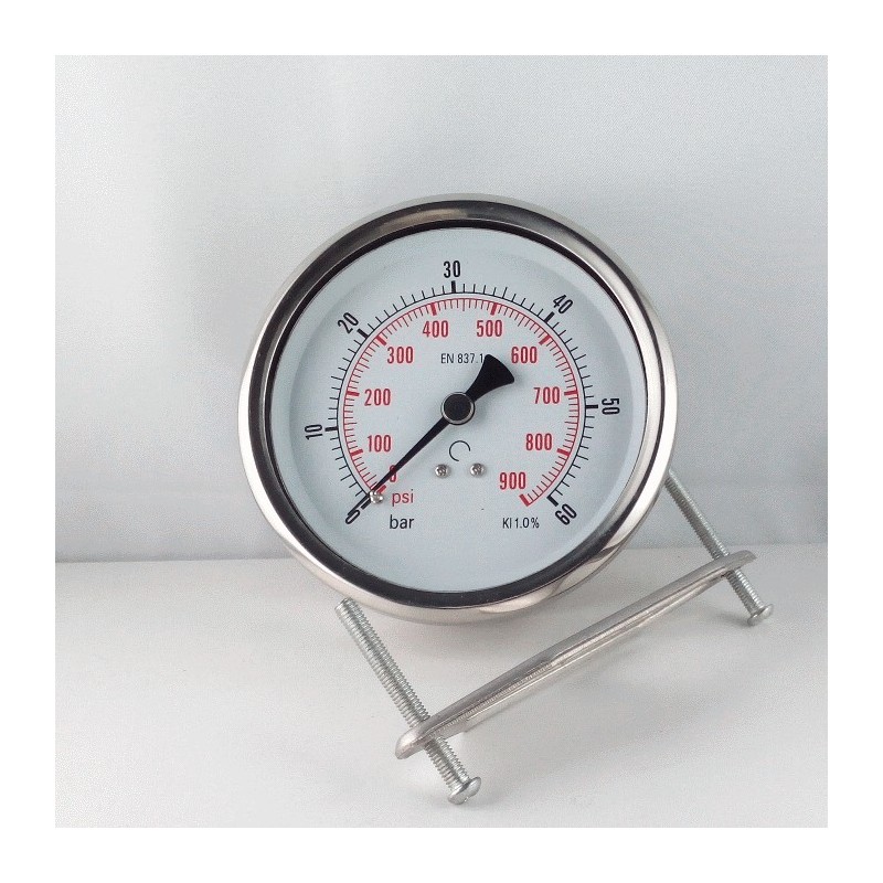 Glycerine filled pressure gauge 60 Bar diameter dn 100mm u-clamp