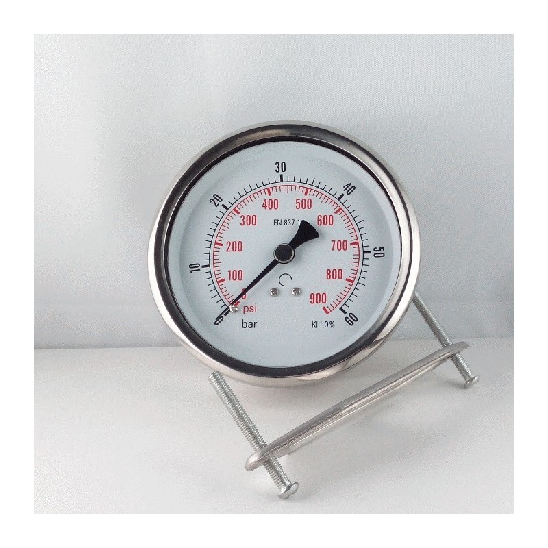 Glycerine filled pressure gauge 60 Bar diameter dn 100mm u-clamp Glycerine filled pressure gauge 60 Bar diameter dn 100mm u-clamp