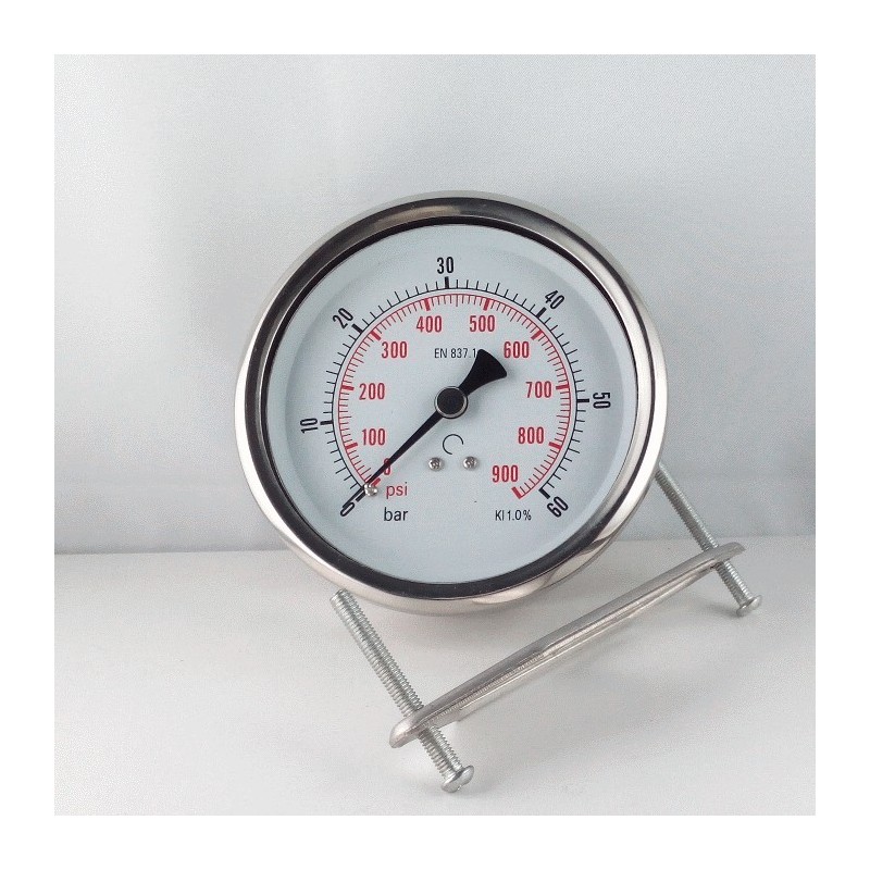 Glycerine filled pressure gauge 60 Bar  diameter dn 100mm u-clamp